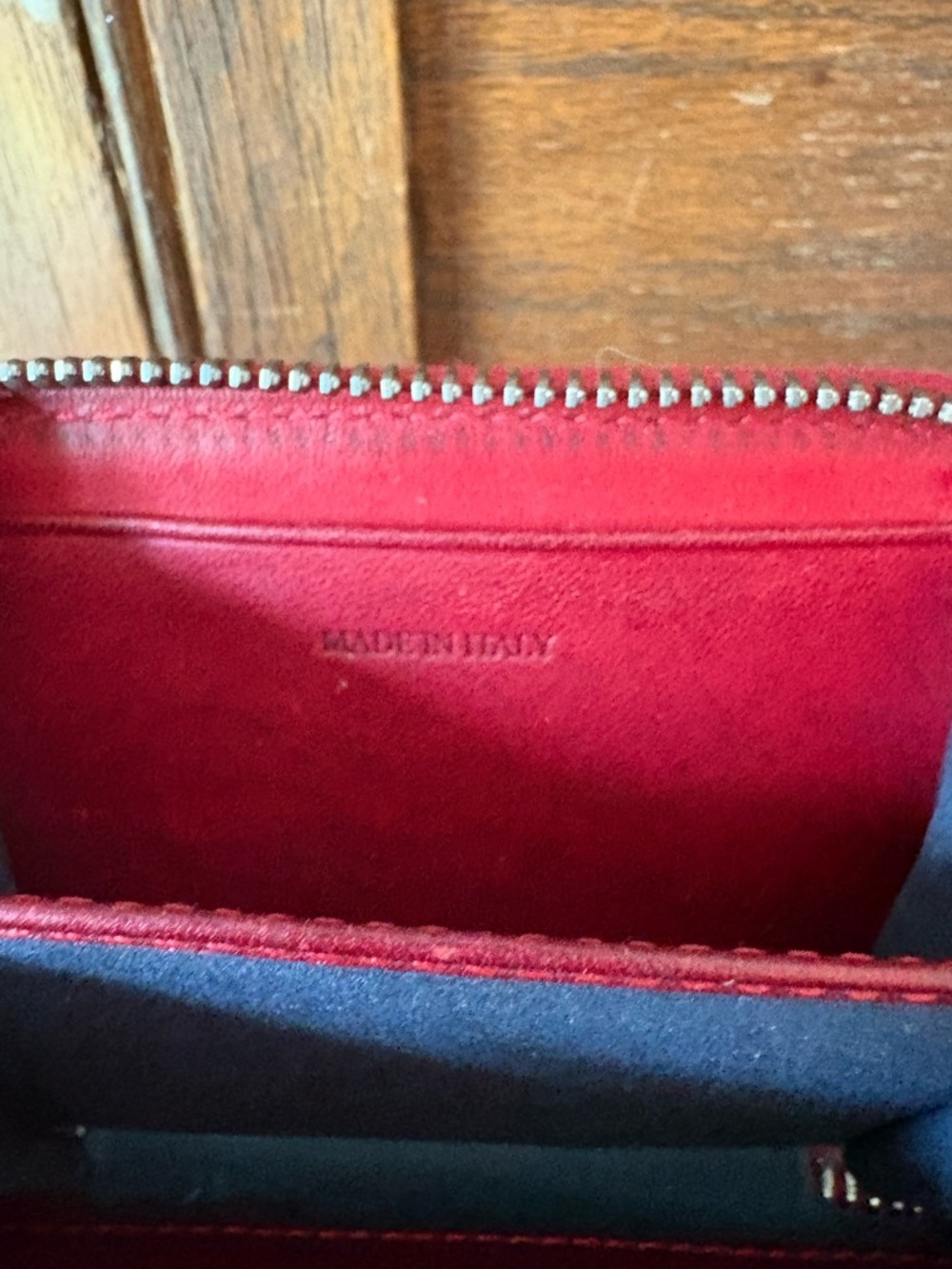 Vintage Red Leather Dooney & Bourke Wallet Made In Italy ID Panel Outside Small - Picture 8 of 10